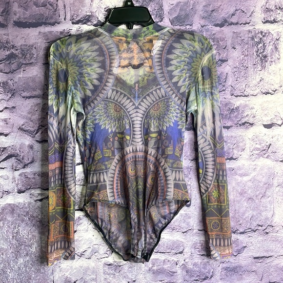 Fashion Nova Sheer Tribal Print Bodysuit - Picture 2 of 8